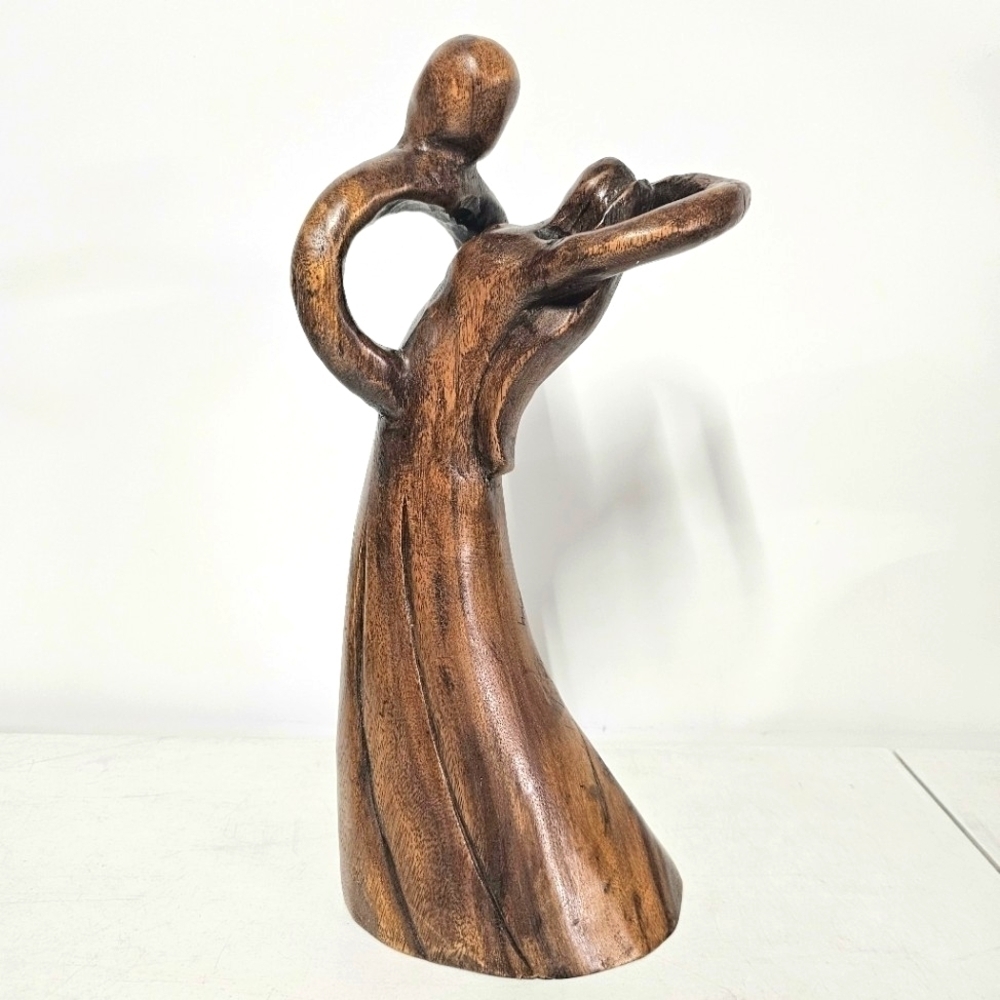 Unique Wooden Romantic Dancing Couple Hand Carved Sculpture Abstract Home Decor